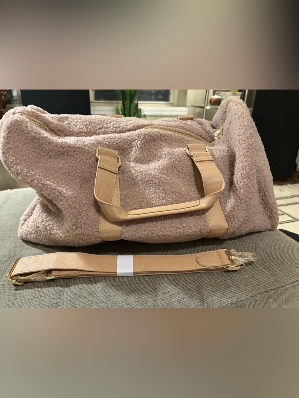 Stoney Clover Lane Pink Mauve Sherpa Travel Duffel Bag New With Tags Large